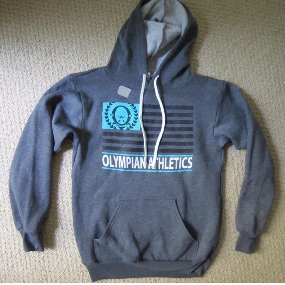 OVER THE LIMIT APPAREL GRAY OLYMPIAN ATHLETICS GRAPHIC SWEATSHIRT HOODIE Small S